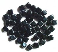 50 8mm Diagonal Hole Black Glass Cube Beads 